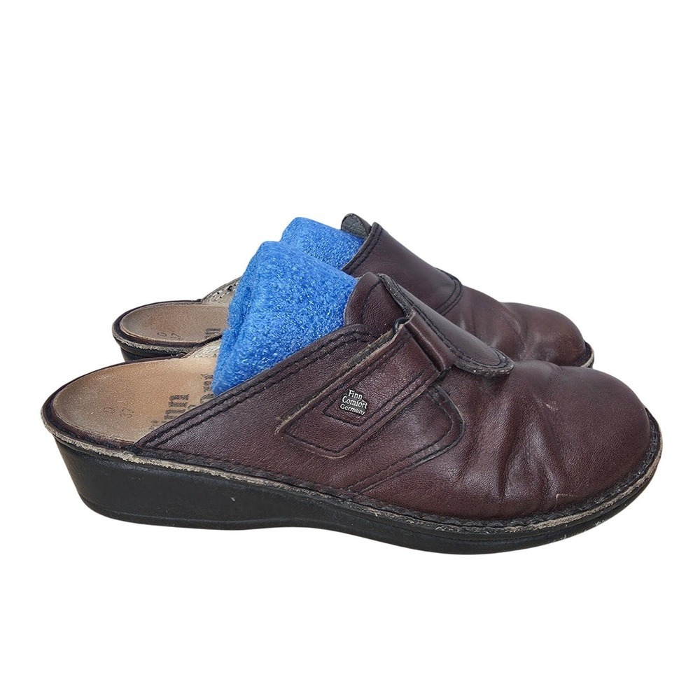 Finn Comfort Clogs Womens 6 - 6.5 Brown Leather Mules Slip On Comfort Almafi